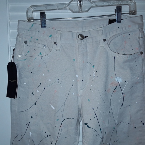 rag & bone | Pants & Jumpsuits | Rag Bone Cream Paint Splatter ...